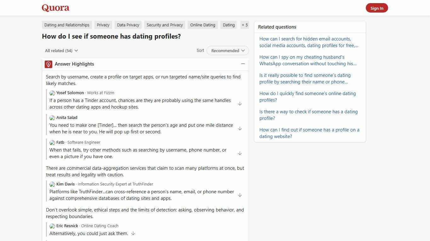 How to see if someone has dating profiles - Quora